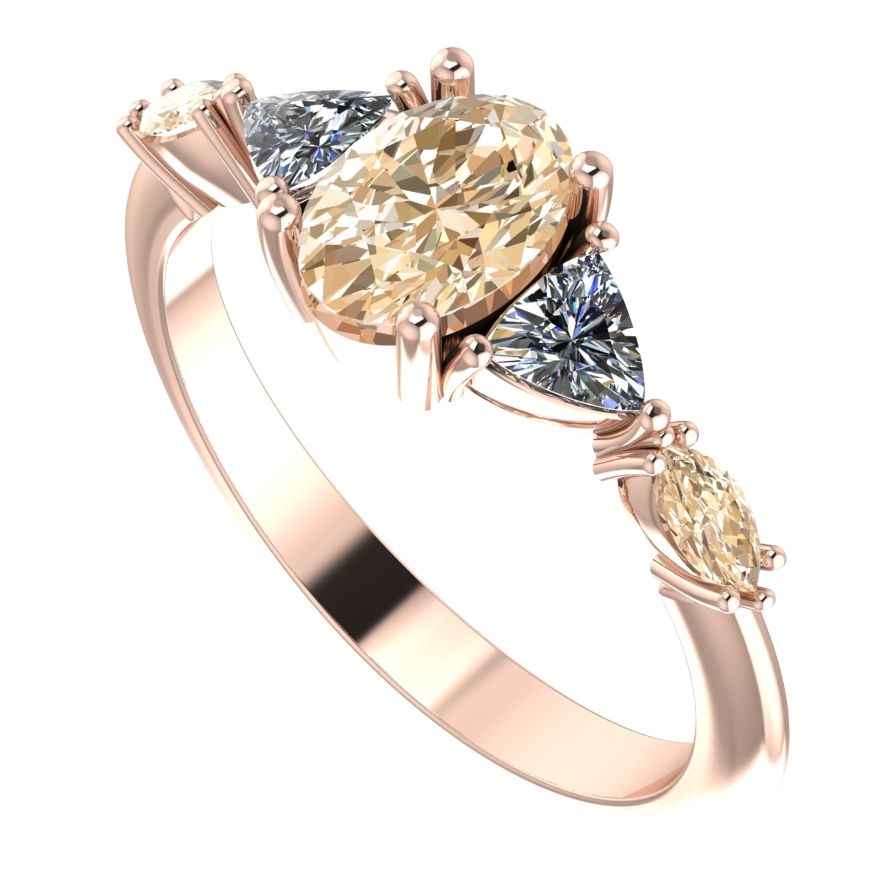 Rose, champagne diamond engagement ring