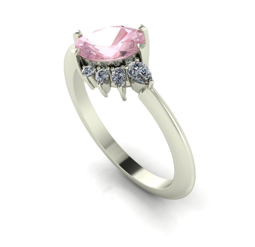 Selene - Morganite, Diamonds & White Gold Engagement Ring
