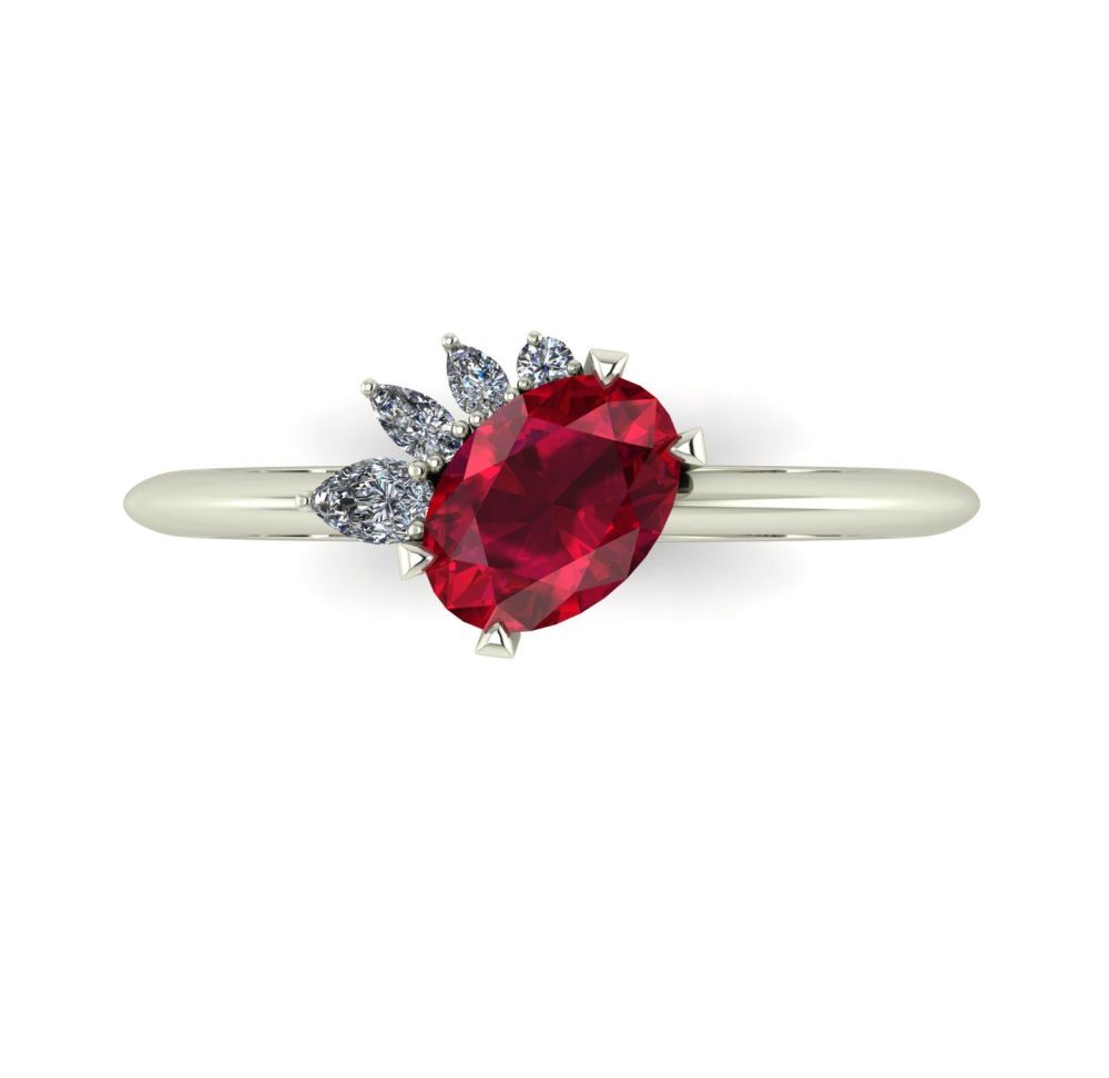 Selene - Ruby, Diamonds & White Gold Engagement Ring
