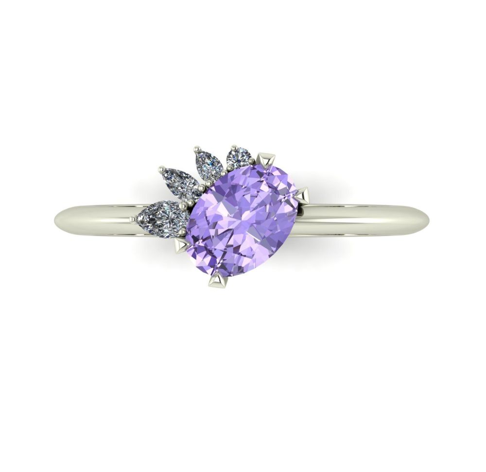 Selene - Violet Sapphire, Diamonds & White Gold Engagement Ring