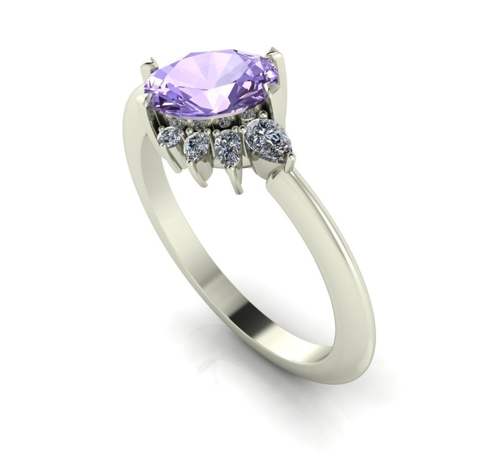 Selene - Violet Sapphire, Diamonds & White Gold Engagement Ring