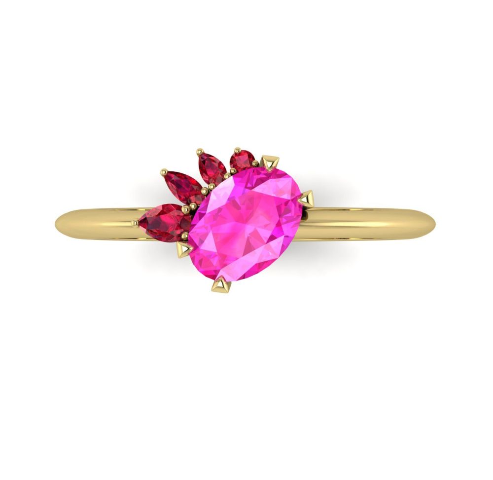 Selene - Pink Sapphire, Rubies & White Gold Engagement Ring