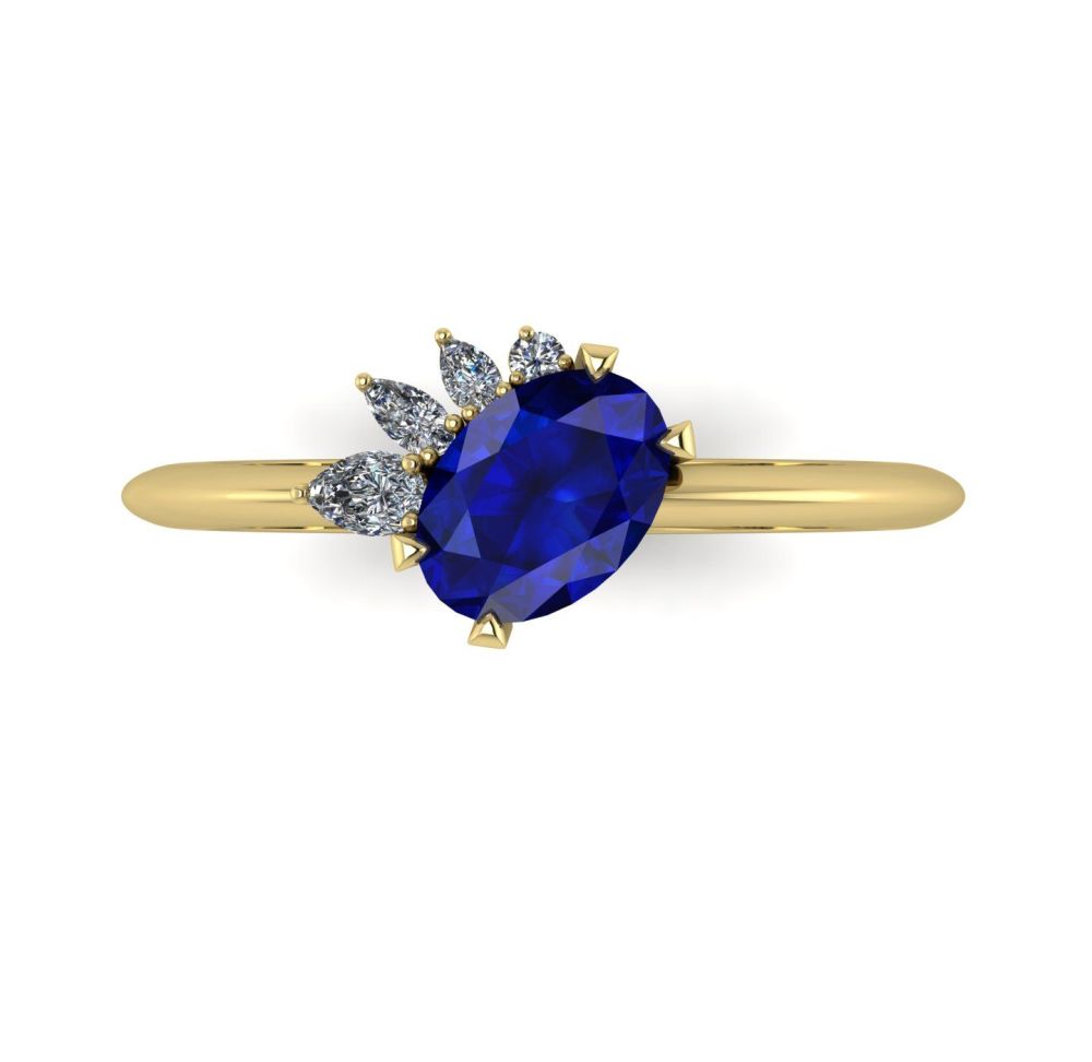 Selene - Sapphire, Diamonds & Yellow Gold Engagement Ring
