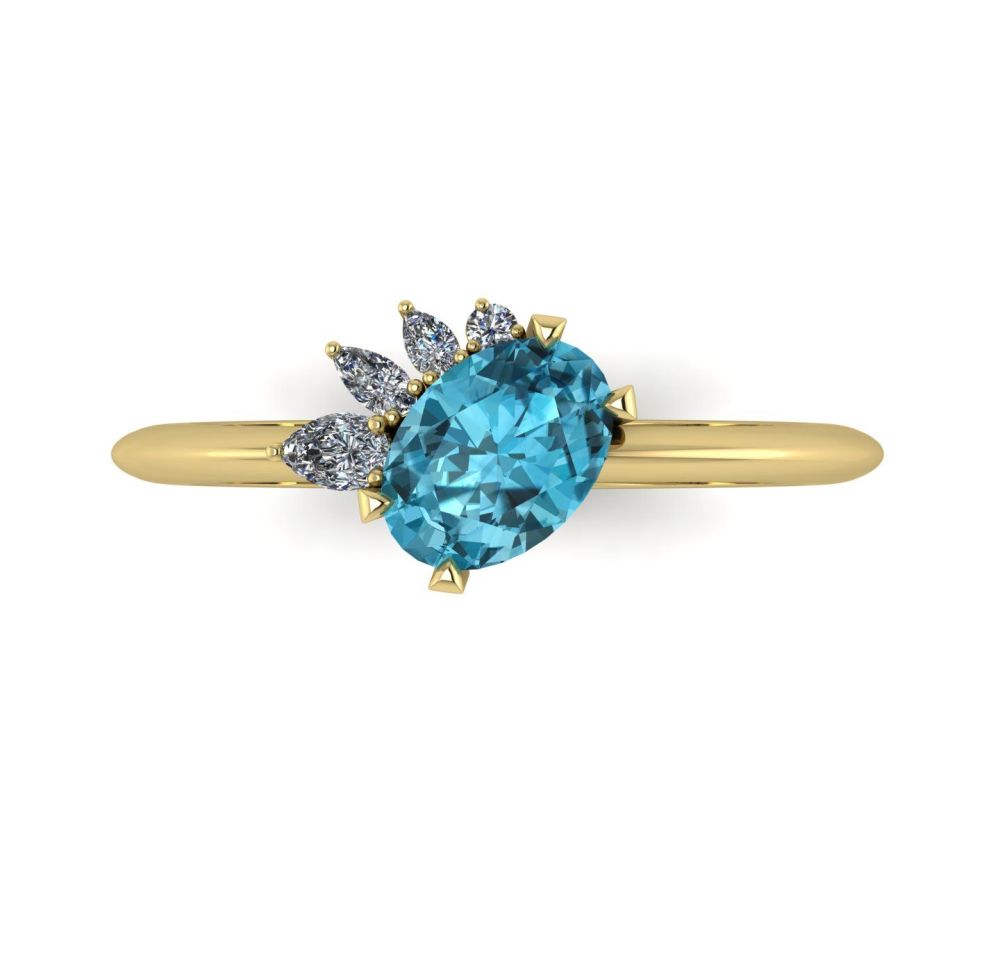 Selene - Zircon, Diamonds & Yellow Gold Engagement Ring