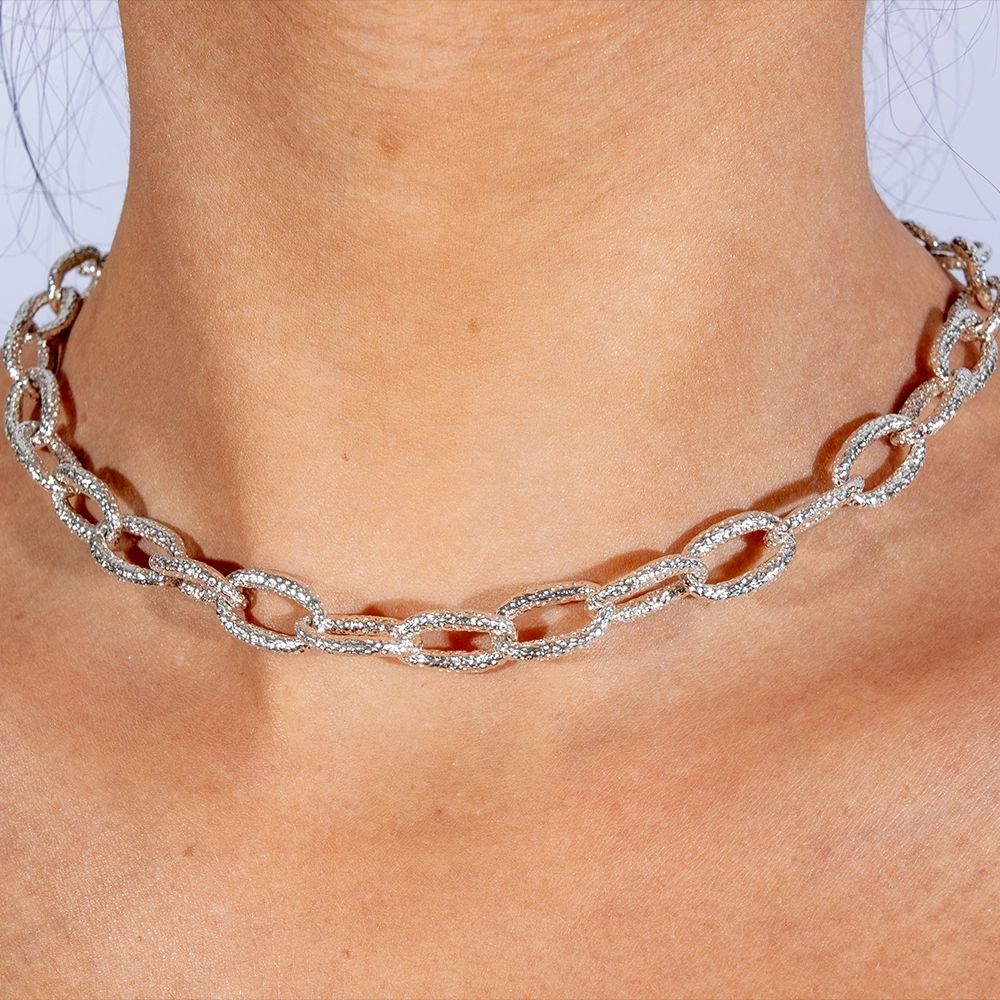 Hula Linked Silver Necklace