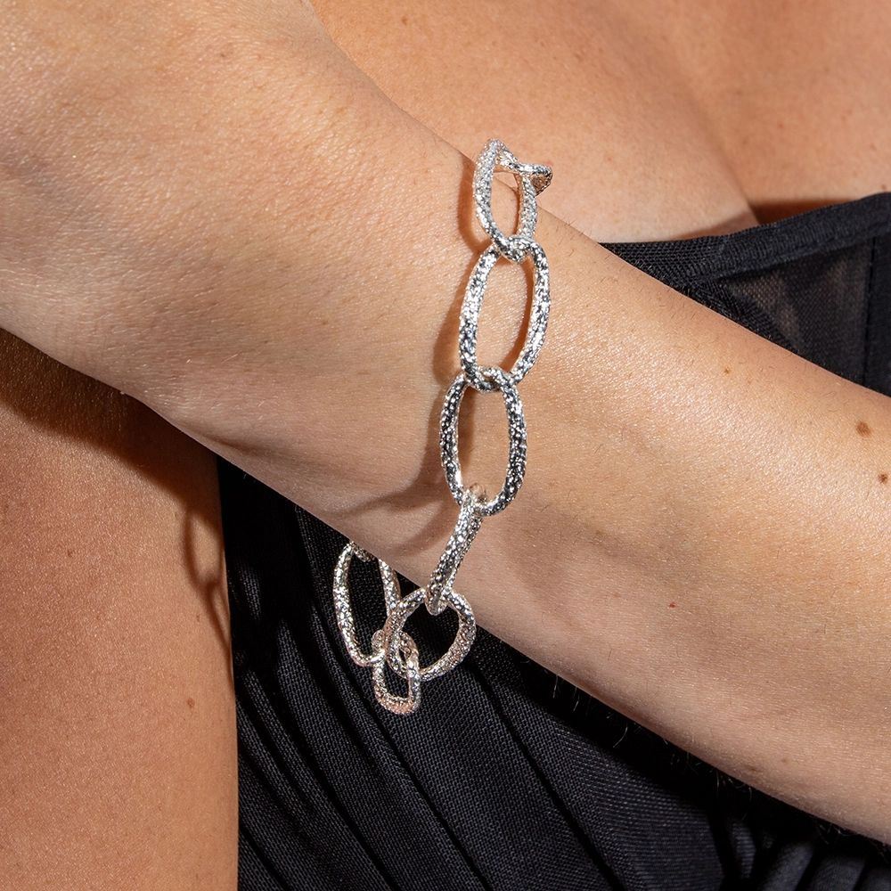 textured silver bracelet