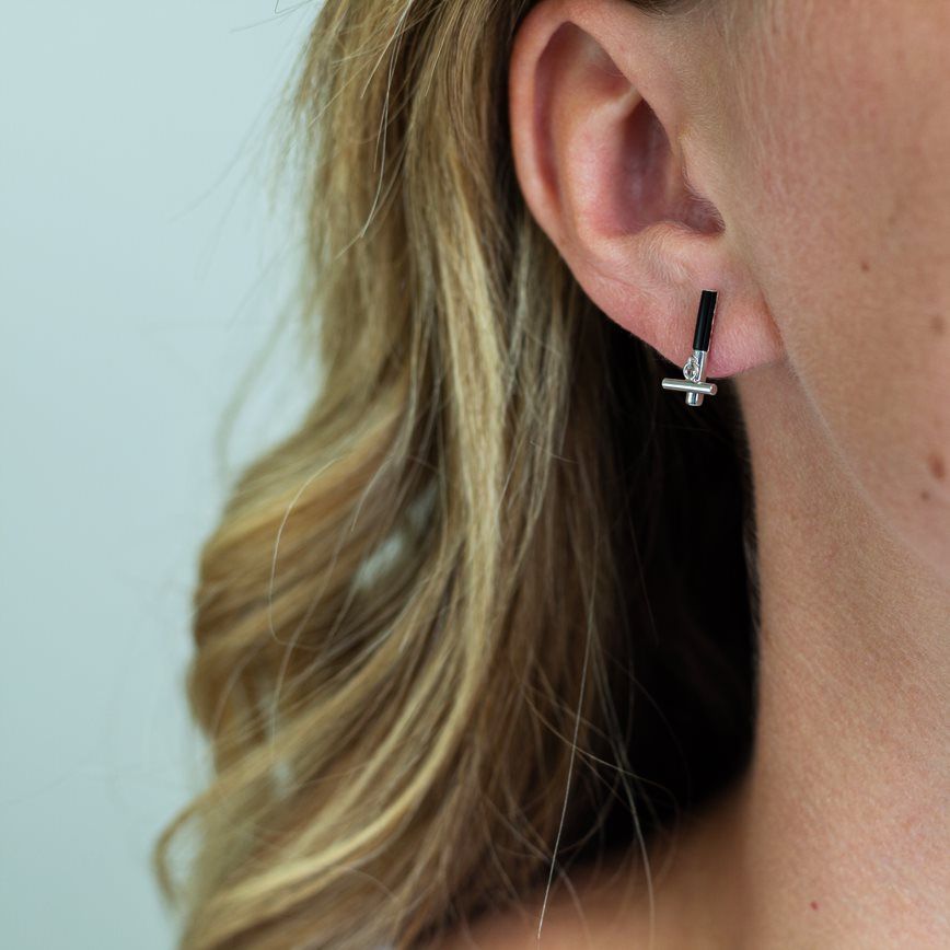 Minimalist Movement Onyx Earrings