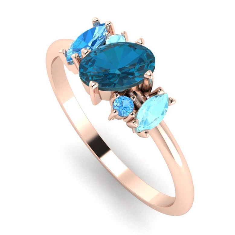 The Atlantis Asymmetrical Blue Geemstones Engagement Ring