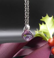 White Gold Amethyst & Diamond Pendant