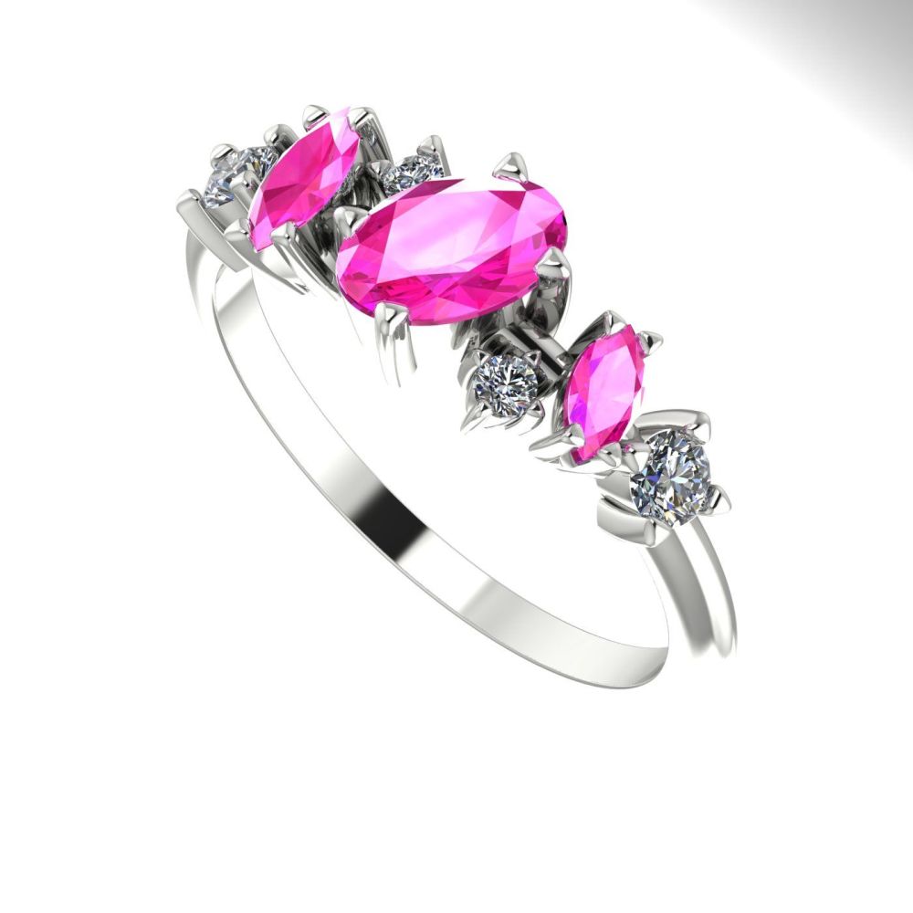 Pink Sapphire & Diamond White Gold Atlantis Paradise Ring