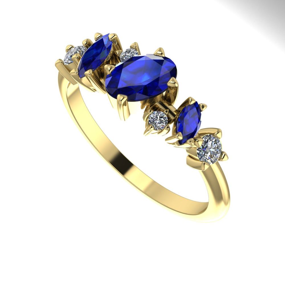 Sapphire & Diamond Yellow Gold Atlantis Paradise Ring
