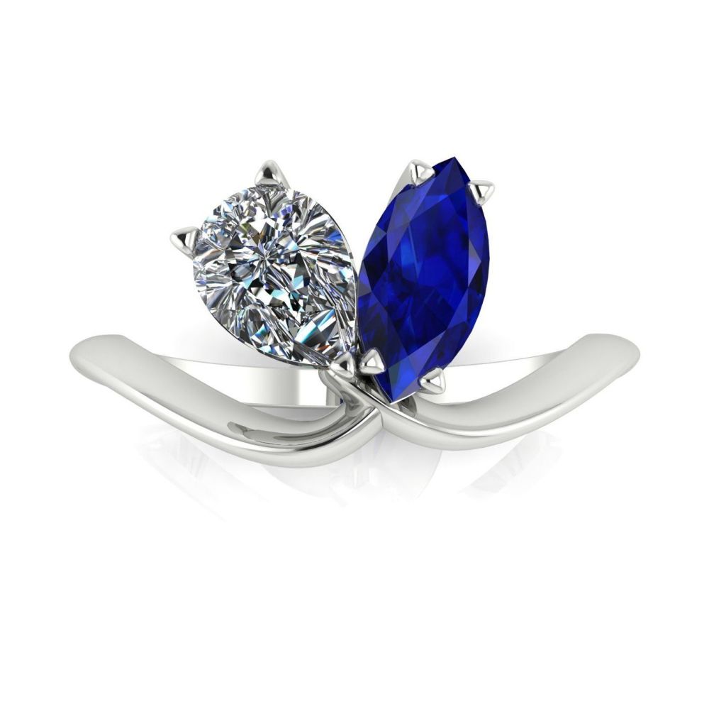 Entwined - Toi Et Moi - Sapphire & Diamond Ring - White Gold