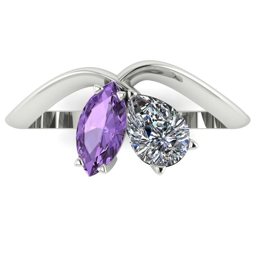Entwined - Toi Et Moi - Violet Sapphire & Diamond Ring - White Gold