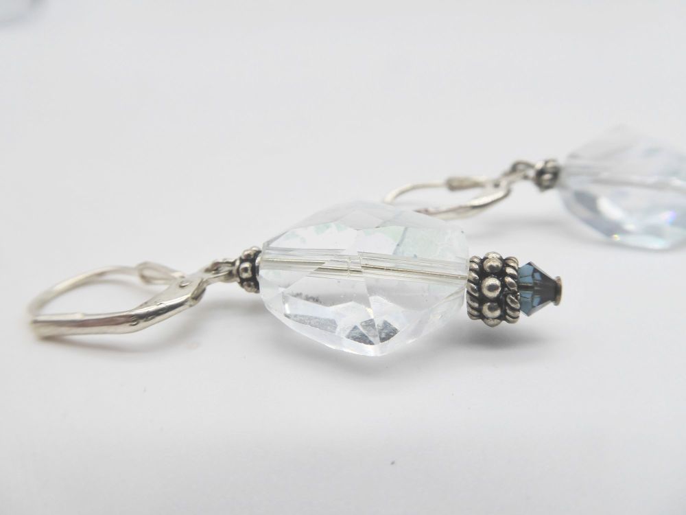 Up Cycled Silver & Crystal Earrings