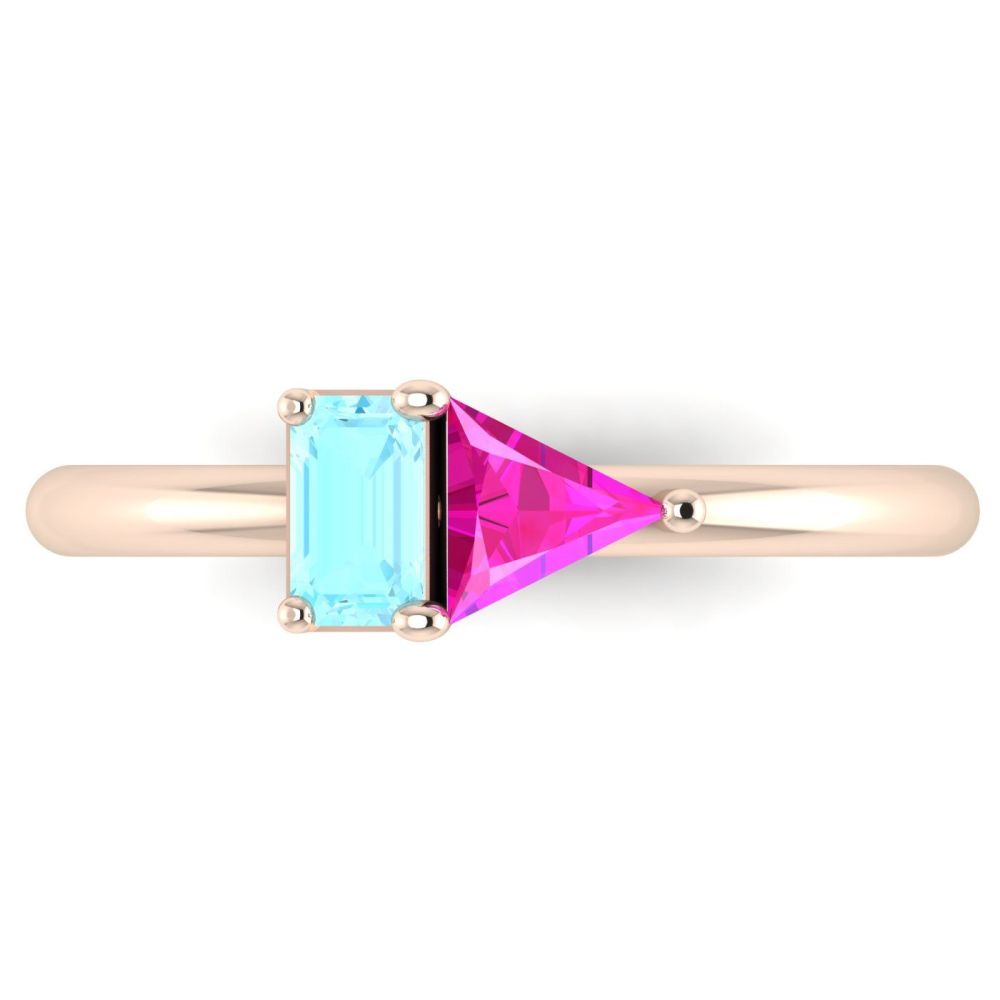 Elektra Toi Et Moi Ring- Aquamarine, Pink Sapphire & Rose Gold