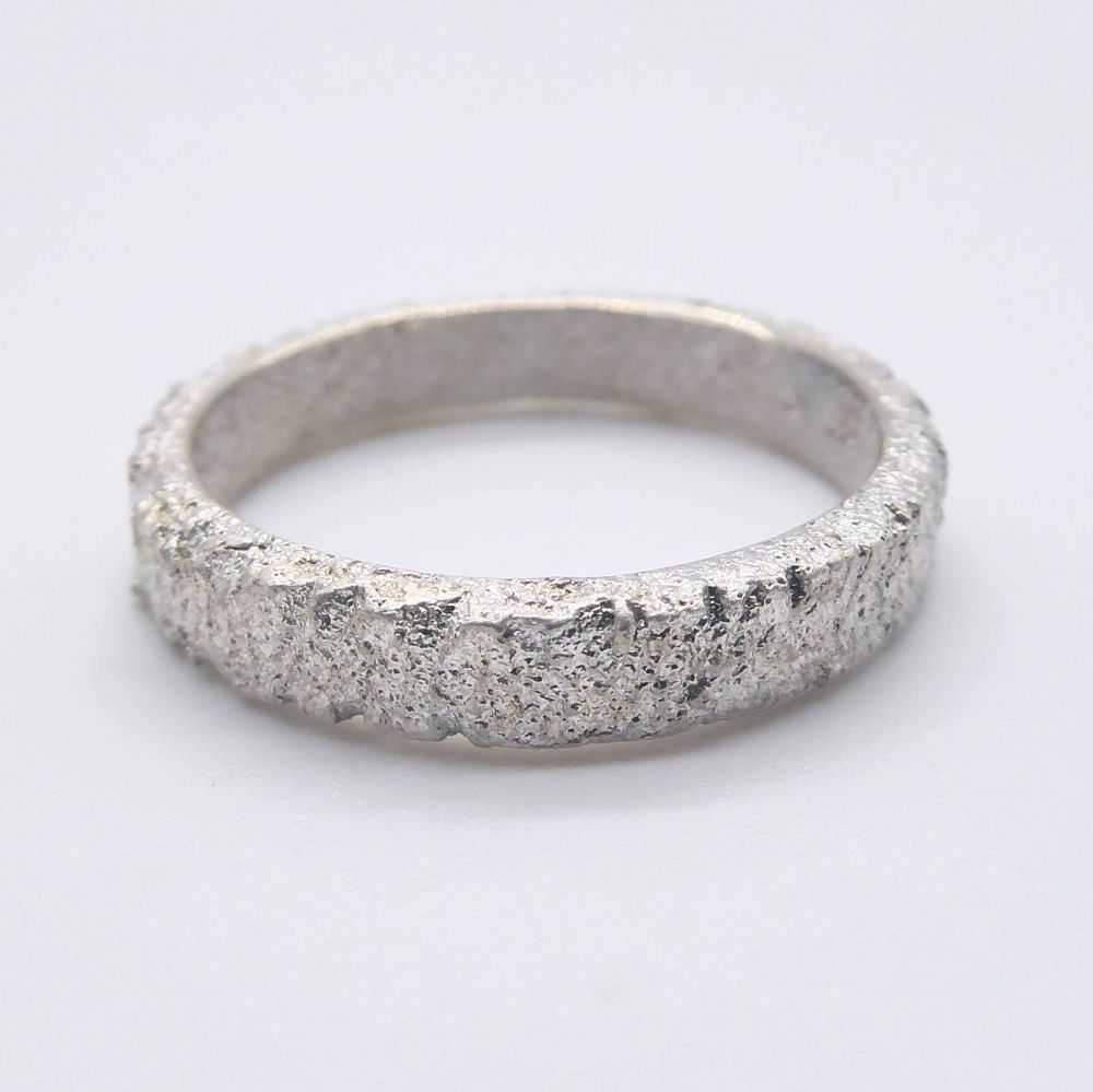 Frozen Sand Silver Ring - 3mm Width