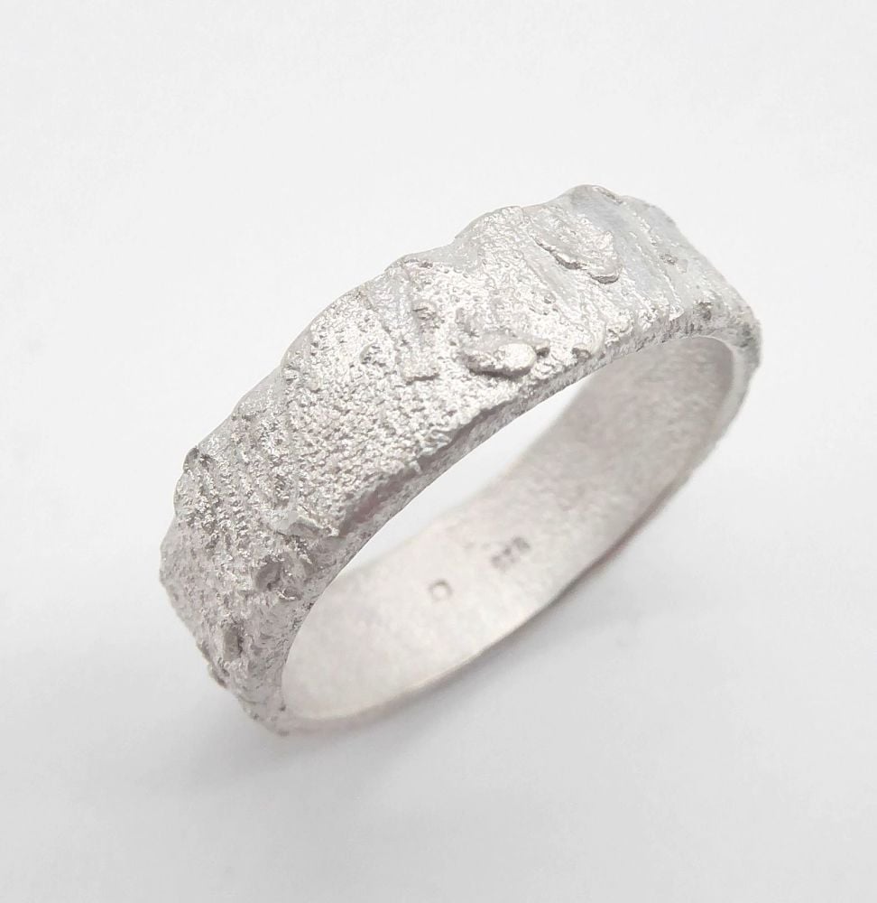 Frozen Sand Silver Ring - 6mm Width