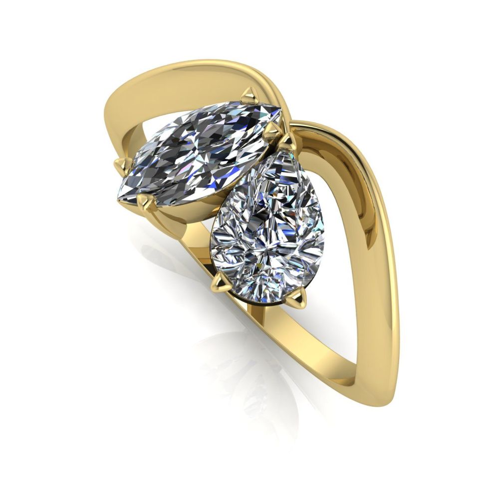 Entwined - Toi Et Moi Diamond Ring - Yellow Gold