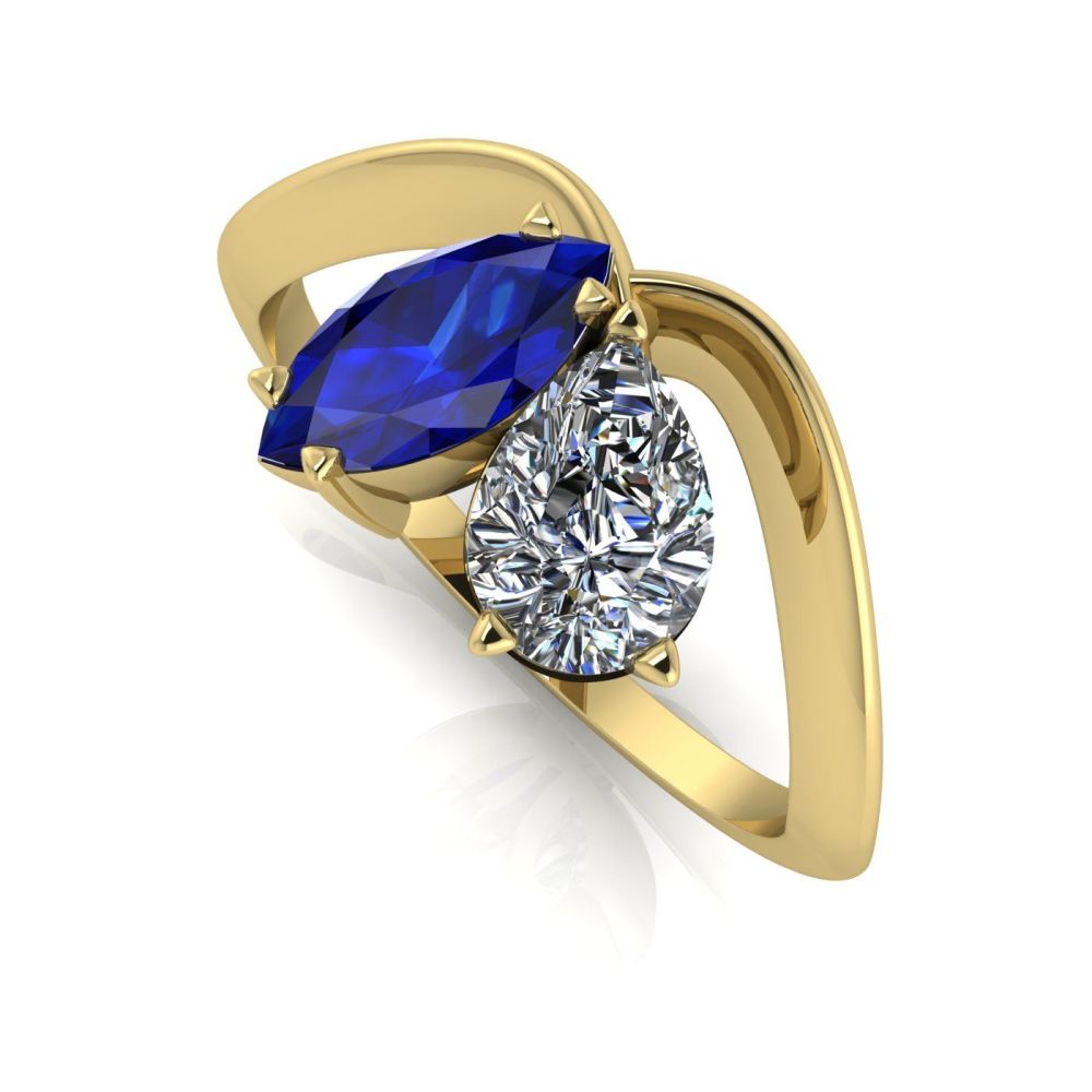 Entwined - Toi Et Moi Sapphire & Diamond Ring - Yellow Gold