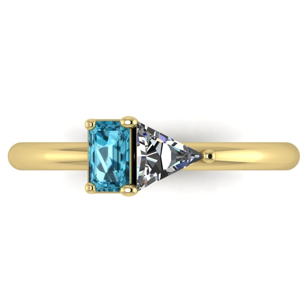 Elektra Toi Et Moi Ring- Blue Zircon, Diamond & Yellow Gold