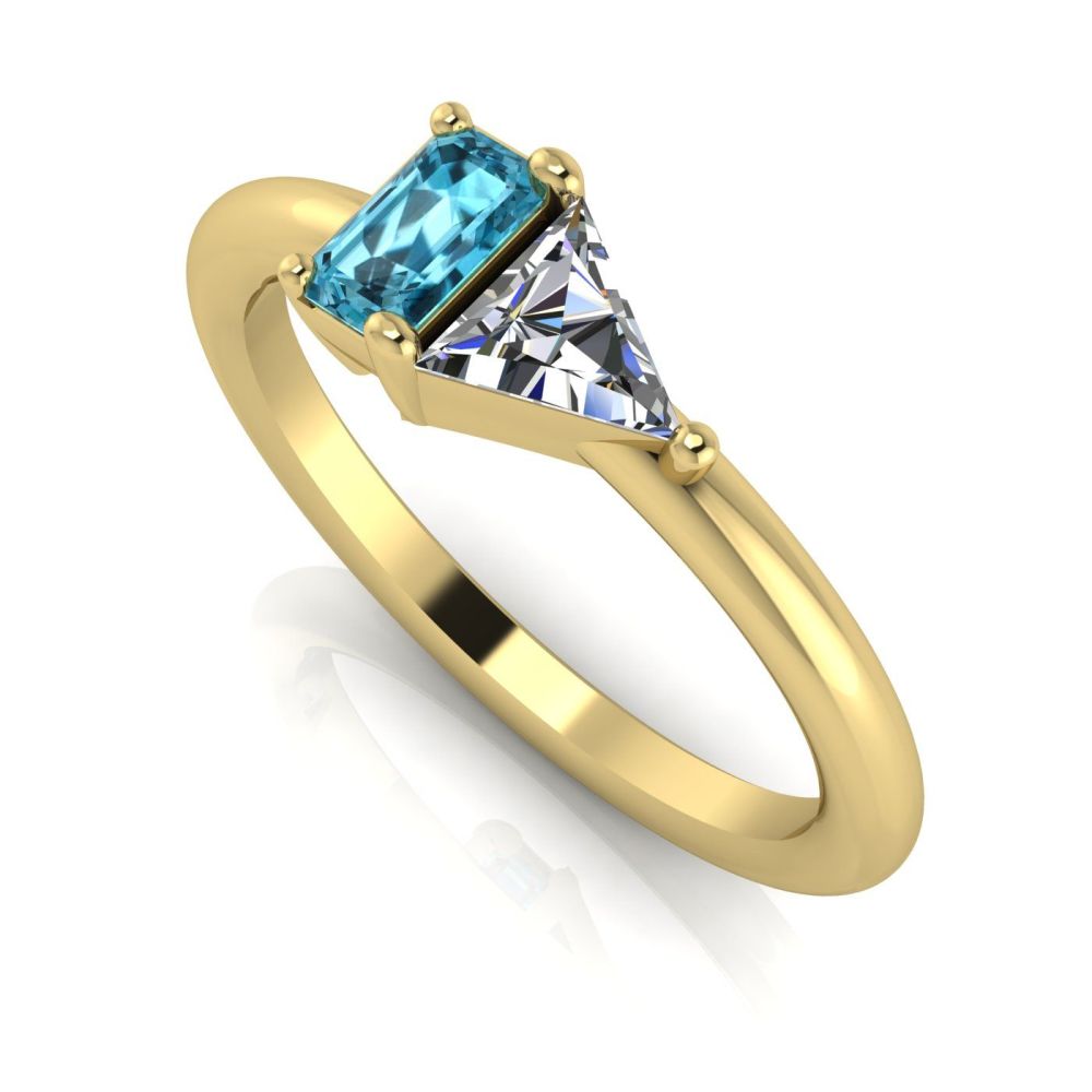 Elektra Toi Et Moi Ring- Blue Zircon, Diamond & Yellow Gold