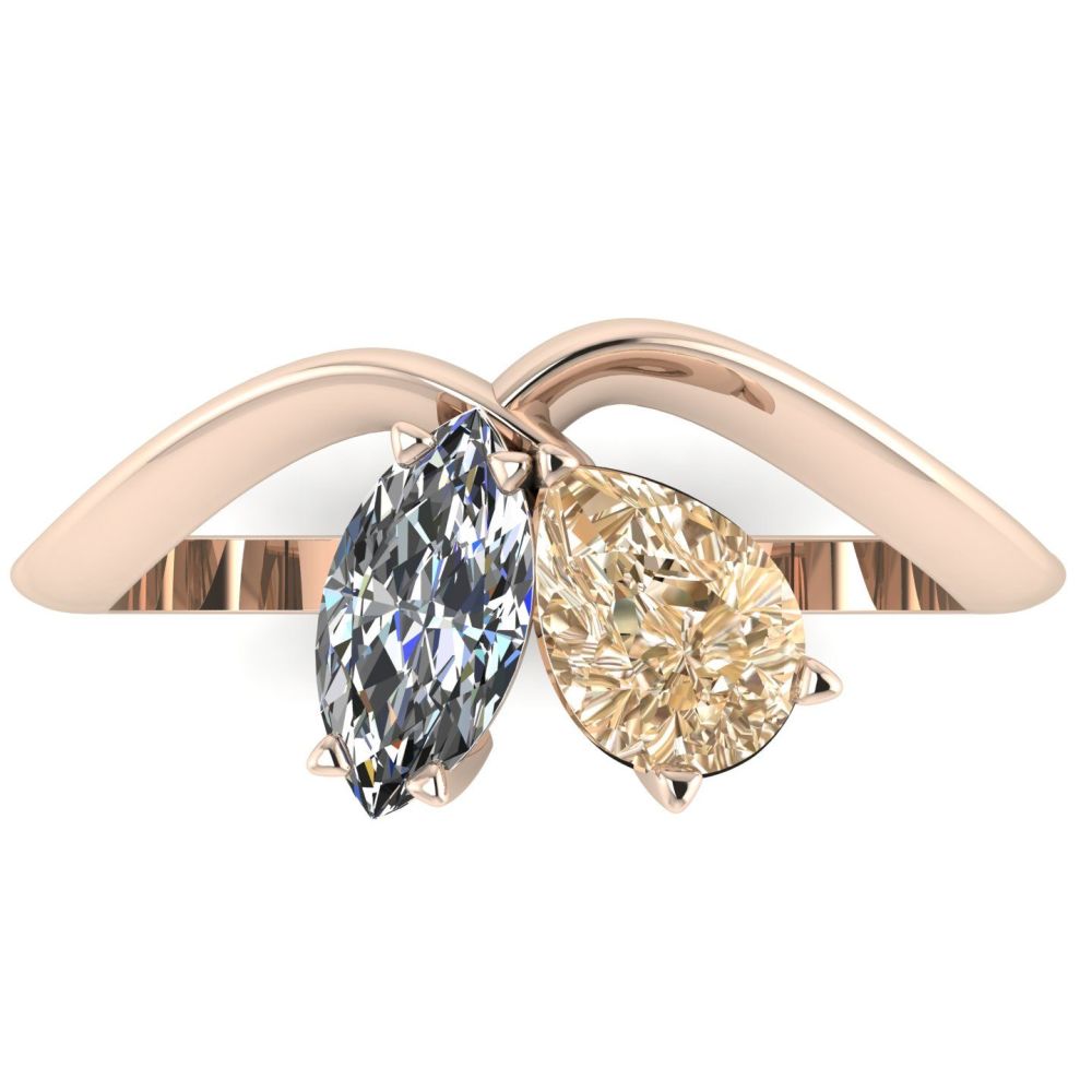 Entwined - Toi Et Moi Champagne Diamond & Diamond Ring - Rose Gold