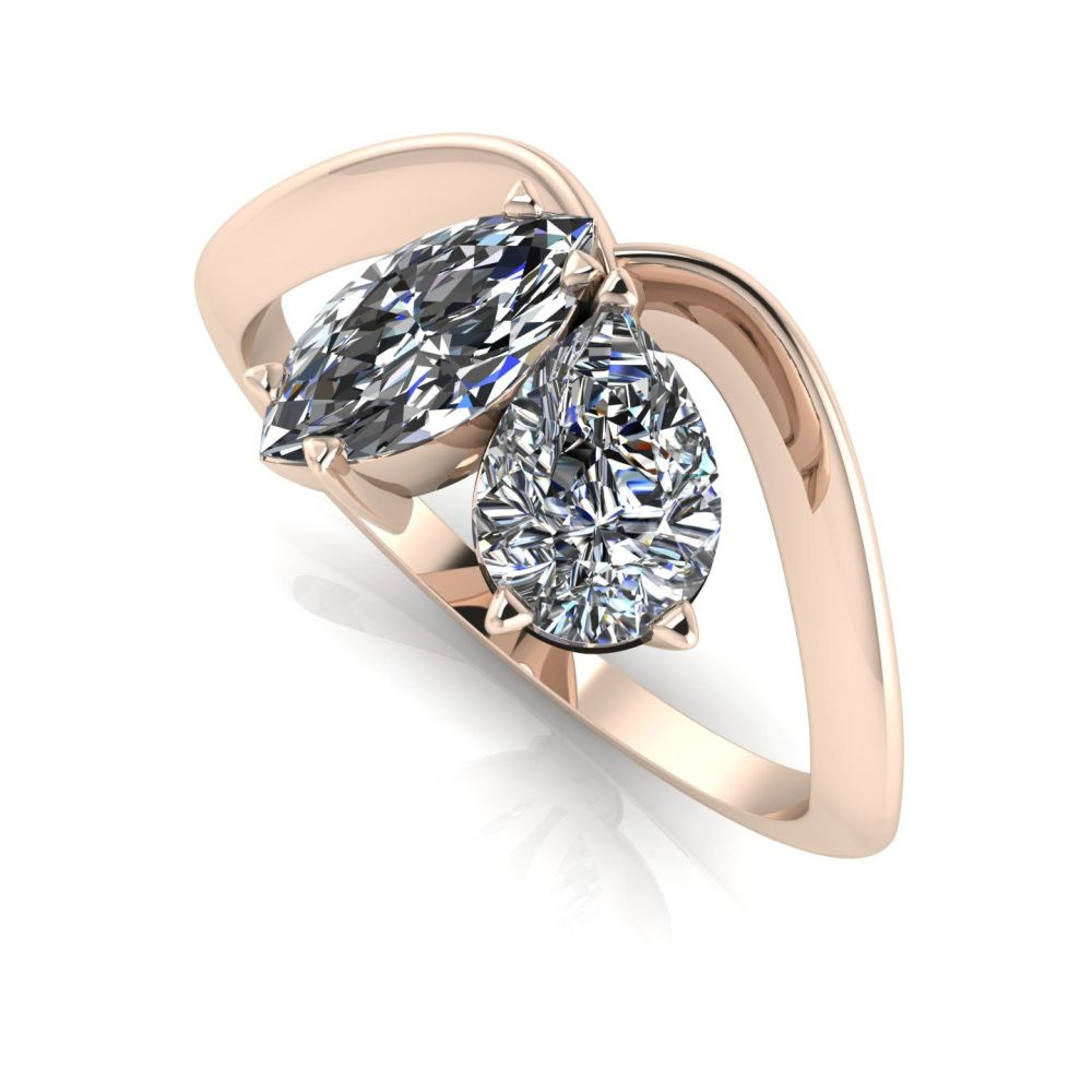 Entwined - Toi Et Moi  Diamond Ring - Rose Gold