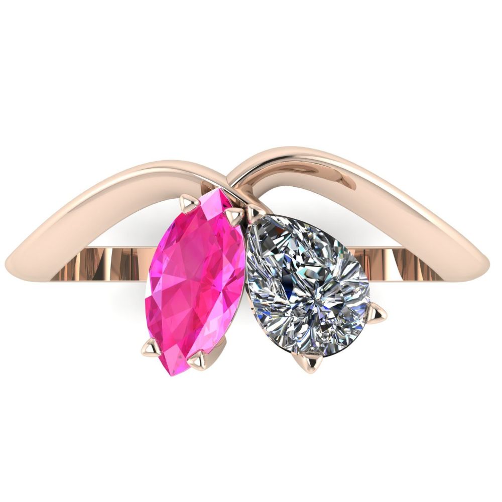 Entwined - Toi Et Moi - Pink Sapphire & Diamond Ring - Rose Gold