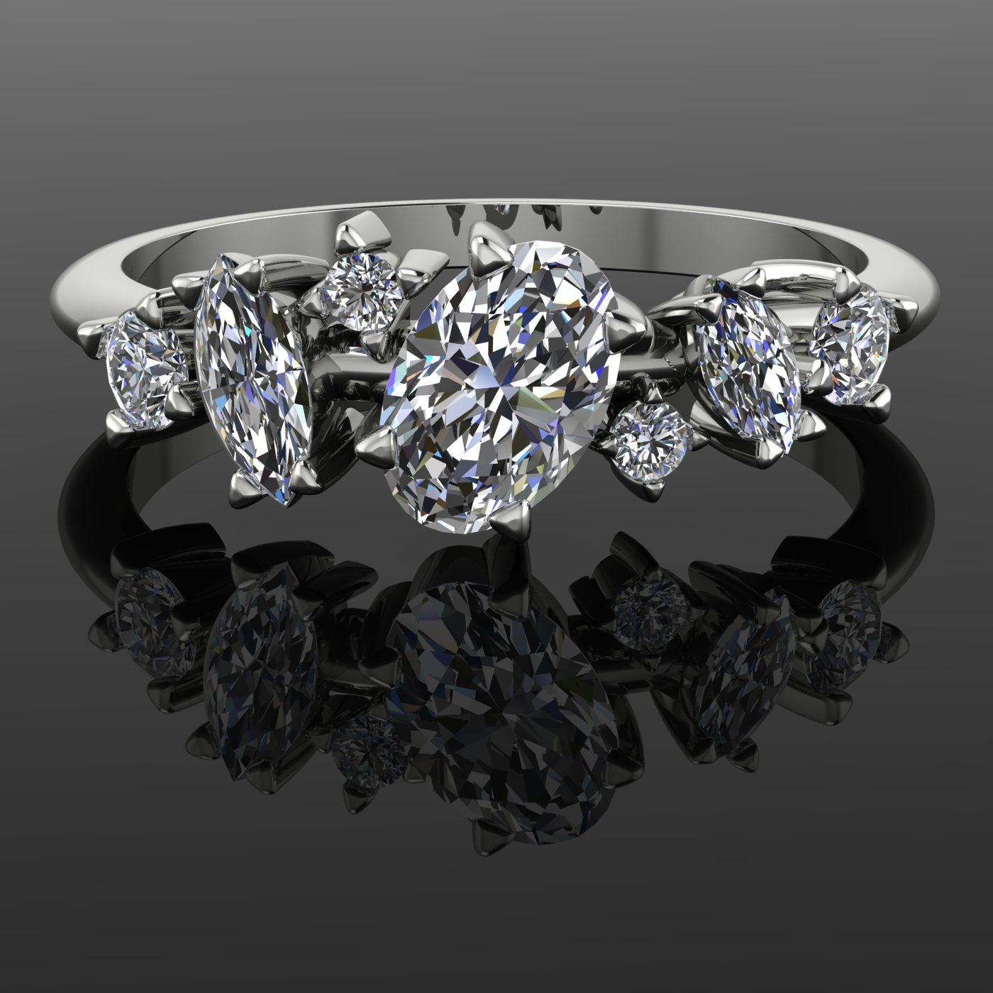 Atlantis Paradise asymmetrical diamond engagement ring