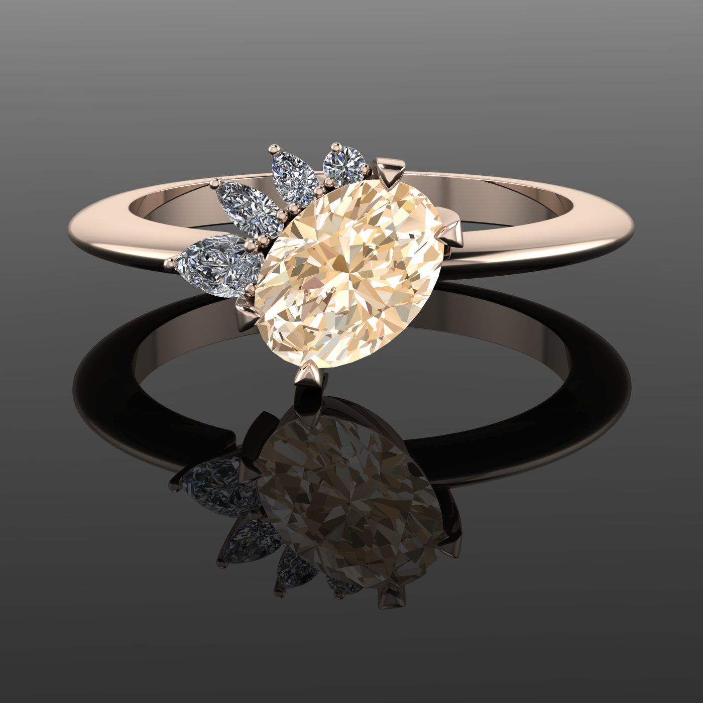Selene - Champagne Diamond, Diamonds & Rose Gold Engagement Ring