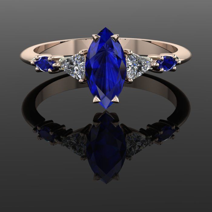 The Maisie Marquese Sapphire & Diamond Rose Gold Ring