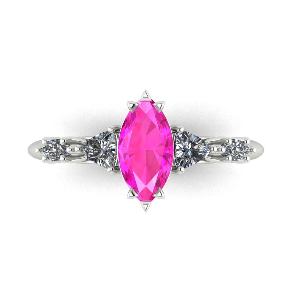 Maisie Marquise: Pink Sapphire & Diamonds, White Gold Engagement Ring
