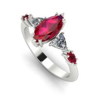 Maisie Marquise: Ruby's & Diamonds, White Gold Engagement Ring