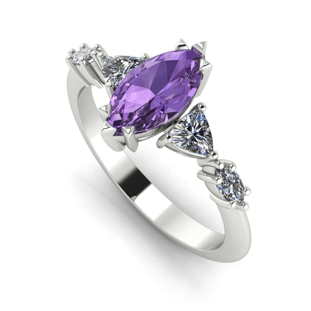 Maisie Marquise: Violet Sapphire & Diamonds, White Gold Engagement Ring