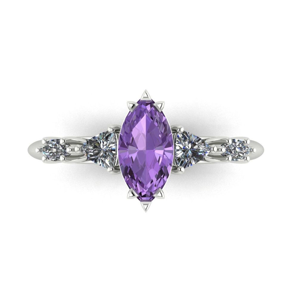 Maisie Marquise: Violet Sapphire & Diamonds, White Gold Engagement Ring