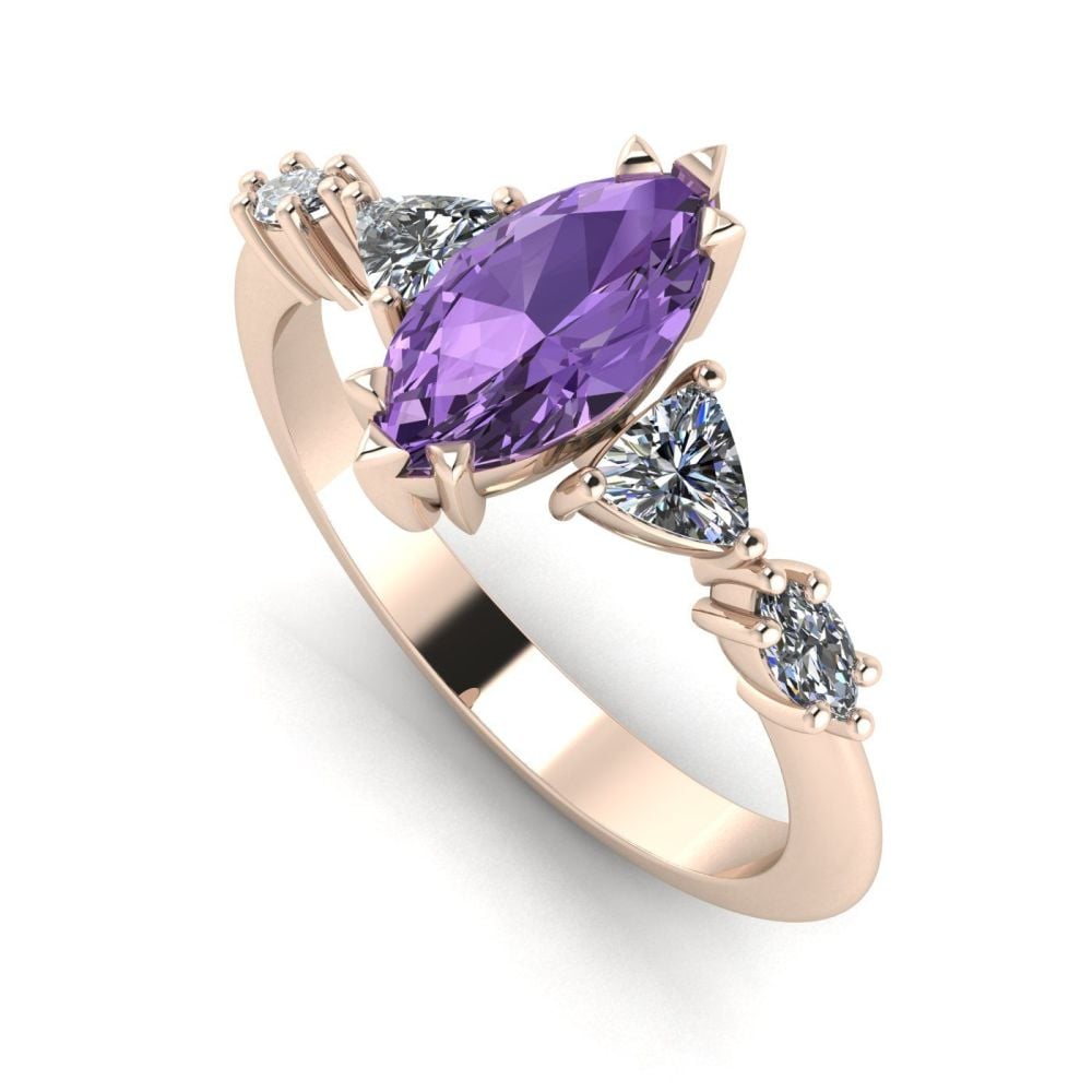 Maisie Marquise: Violet Sapphire & Diamonds, Rose Gold Engagement Ring