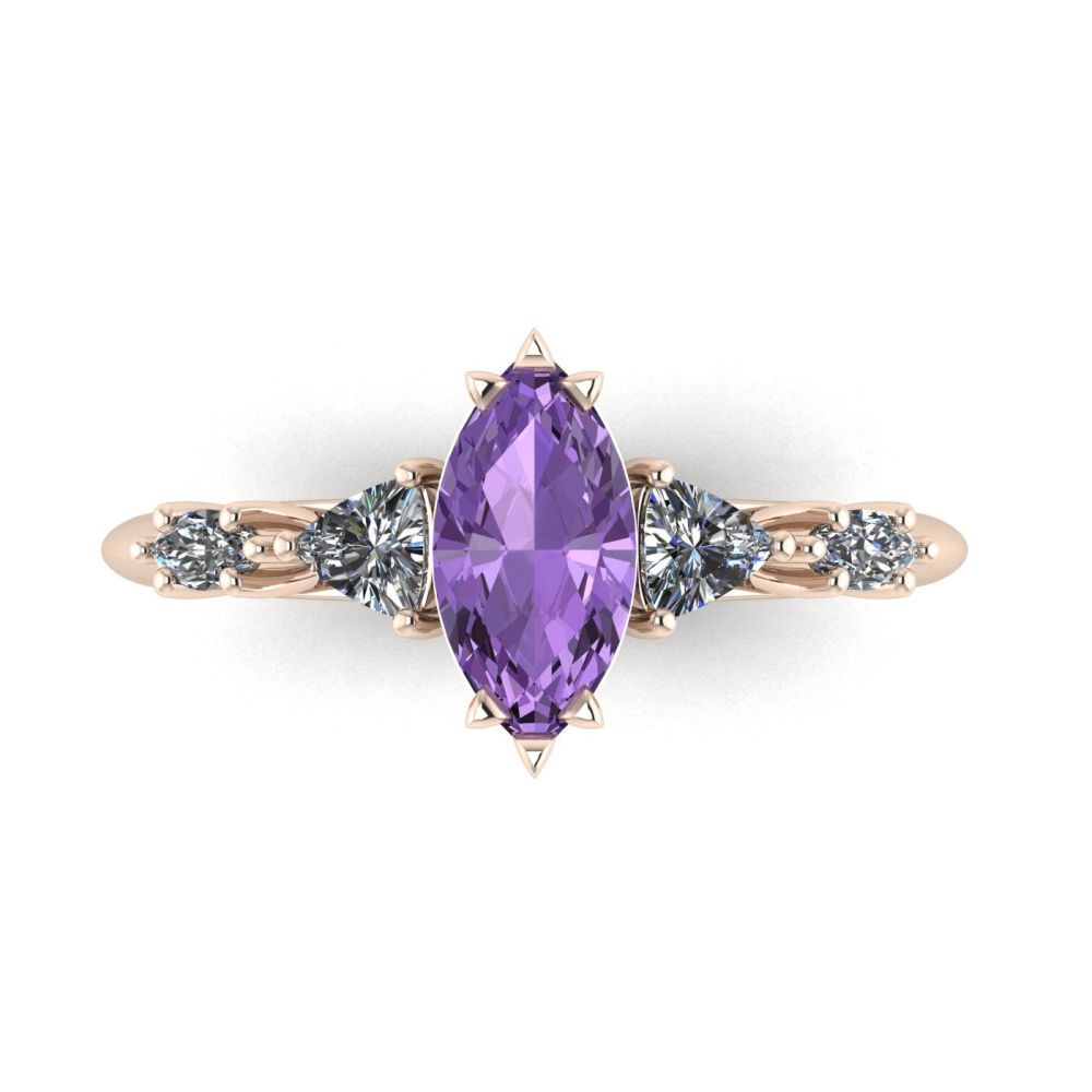 Maisie Marquise: Violet Sapphire & Diamonds, Rose Gold Engagement Ring