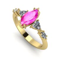 Maisie Marquise: Pink Sapphire & Diamonds - Yellow Gold Engagement Ring