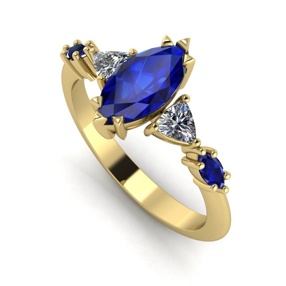 Maisie Marquise: Sapphire & Diamonds - Yellow Gold