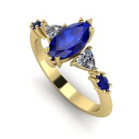 Maisie Marquise: Sapphire & Diamonds - Yellow Gold Engagement Ring