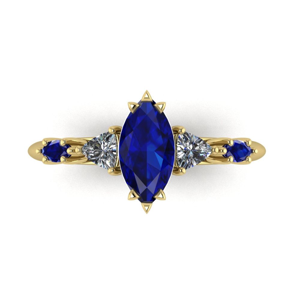 Maisie Marquise: Sapphire & Diamonds - Yellow Gold Engagement Ring