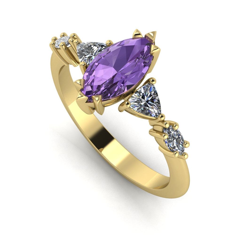 Maisie Marquise: Violet Sapphire & Diamonds - Yellow Gold Engagement Ring