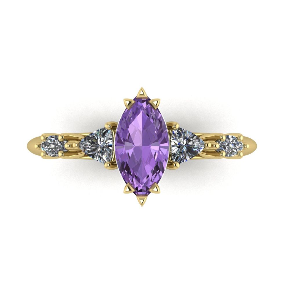 Maisie Marquise: Violet Sapphire & Diamonds - Yellow Gold