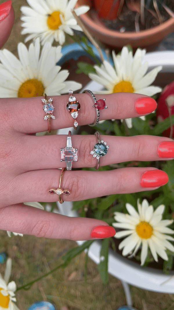 Unique one of a kind group of engagement rings