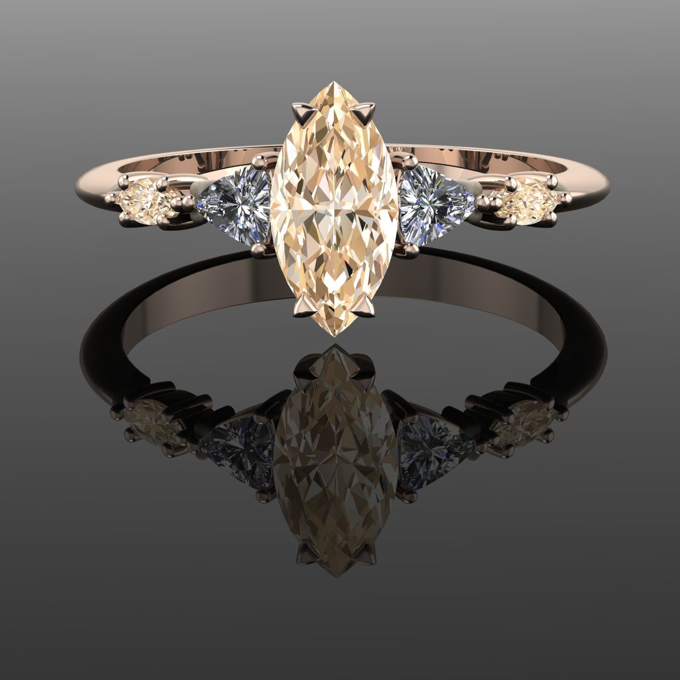 Maisie Marquise: Champagne Diamond, Diamonds and rose gold enagement ring