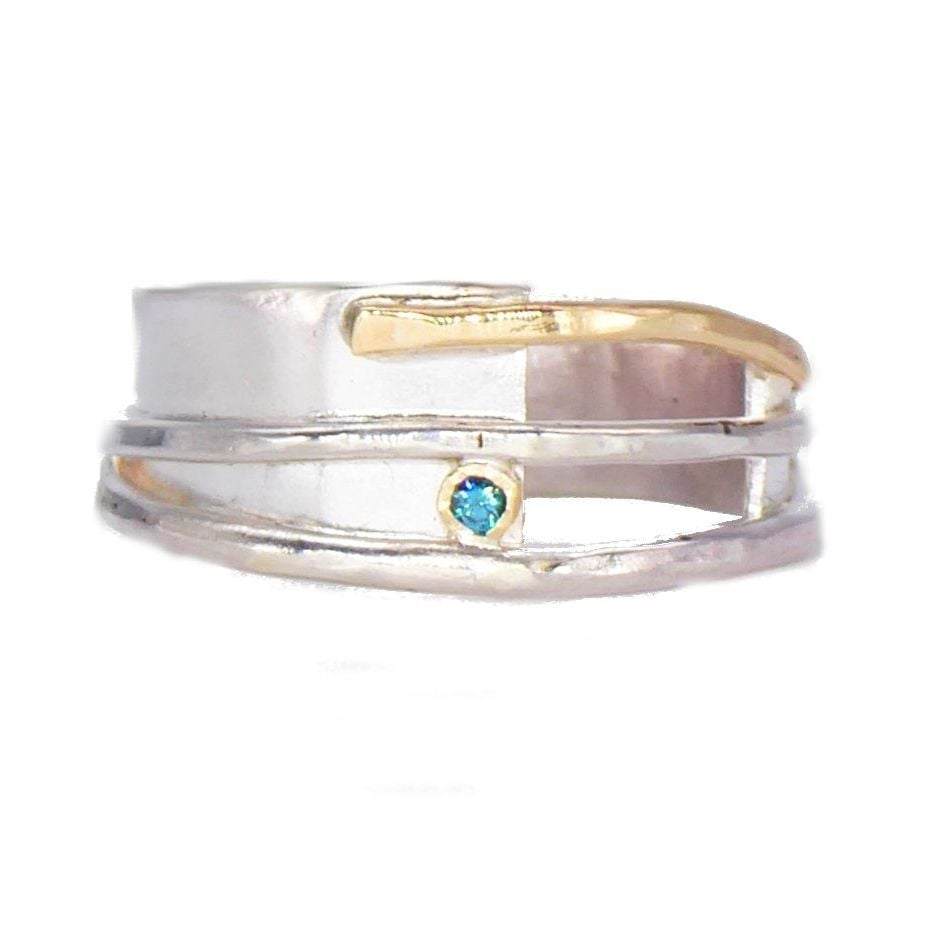 misu blue diamond silver with gold ring