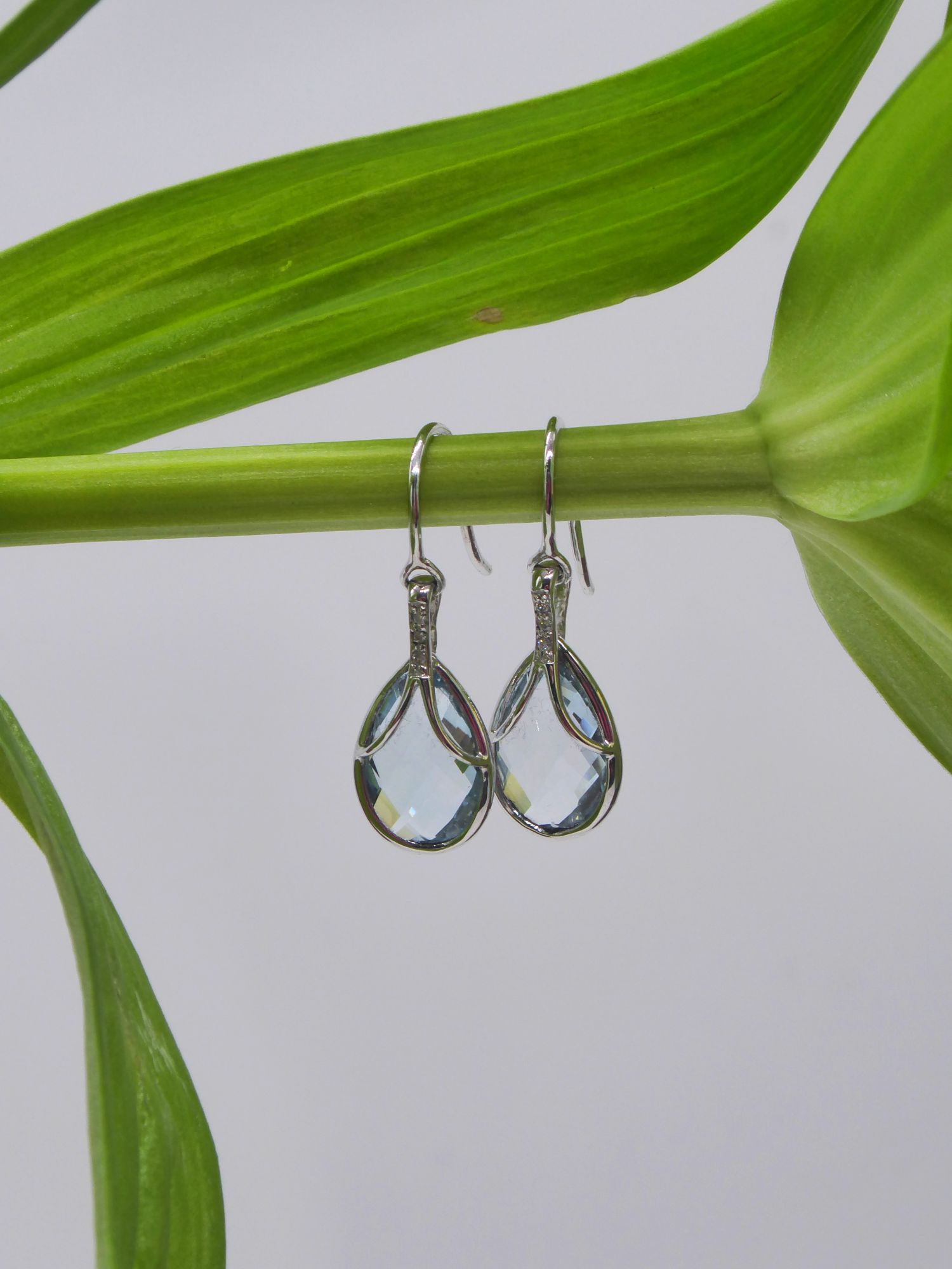 Aquamarine and diamond drop earrings