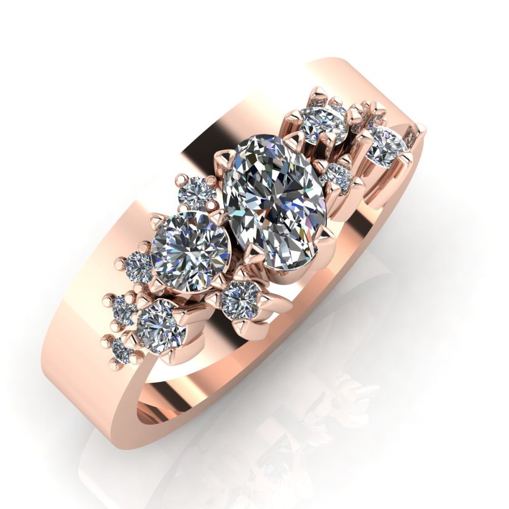 Diamond & Rose Gold Crystallised Engagement Ring