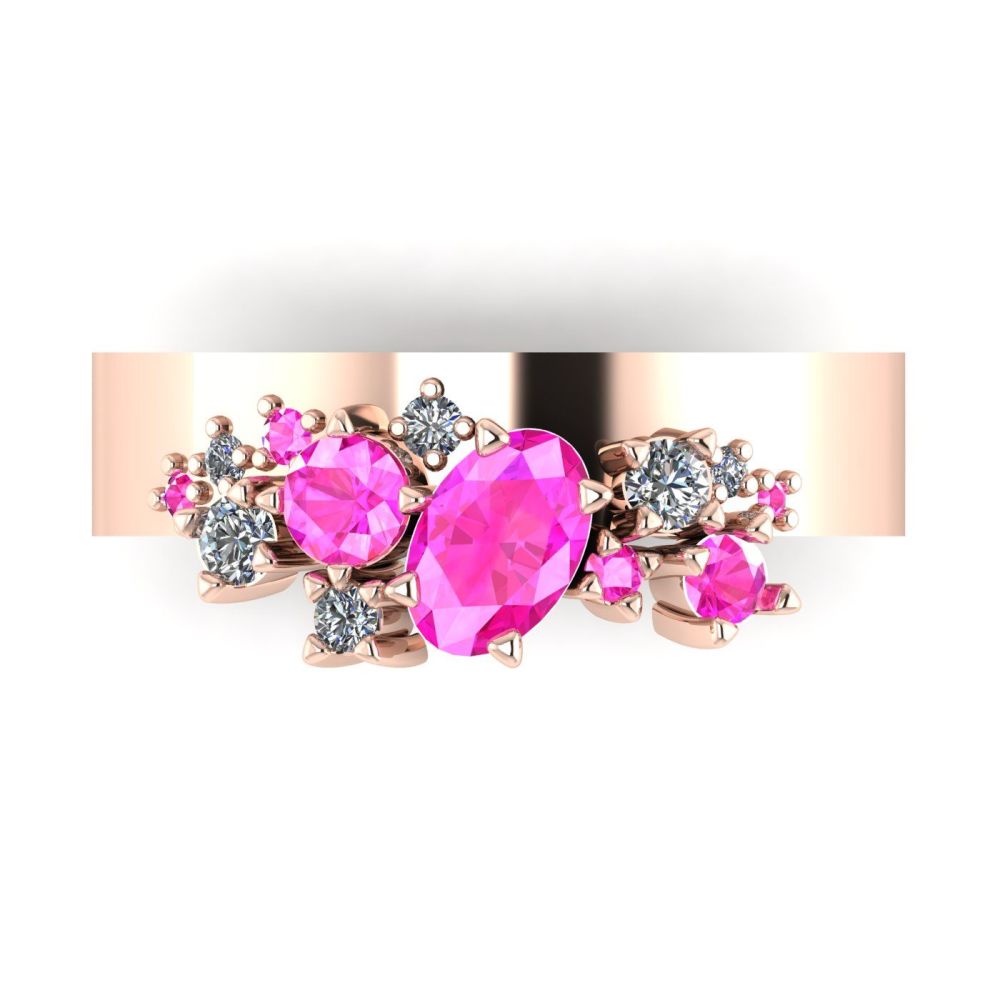 Crystallised Pink Sapphire & Diamond  Rose Gold Ring