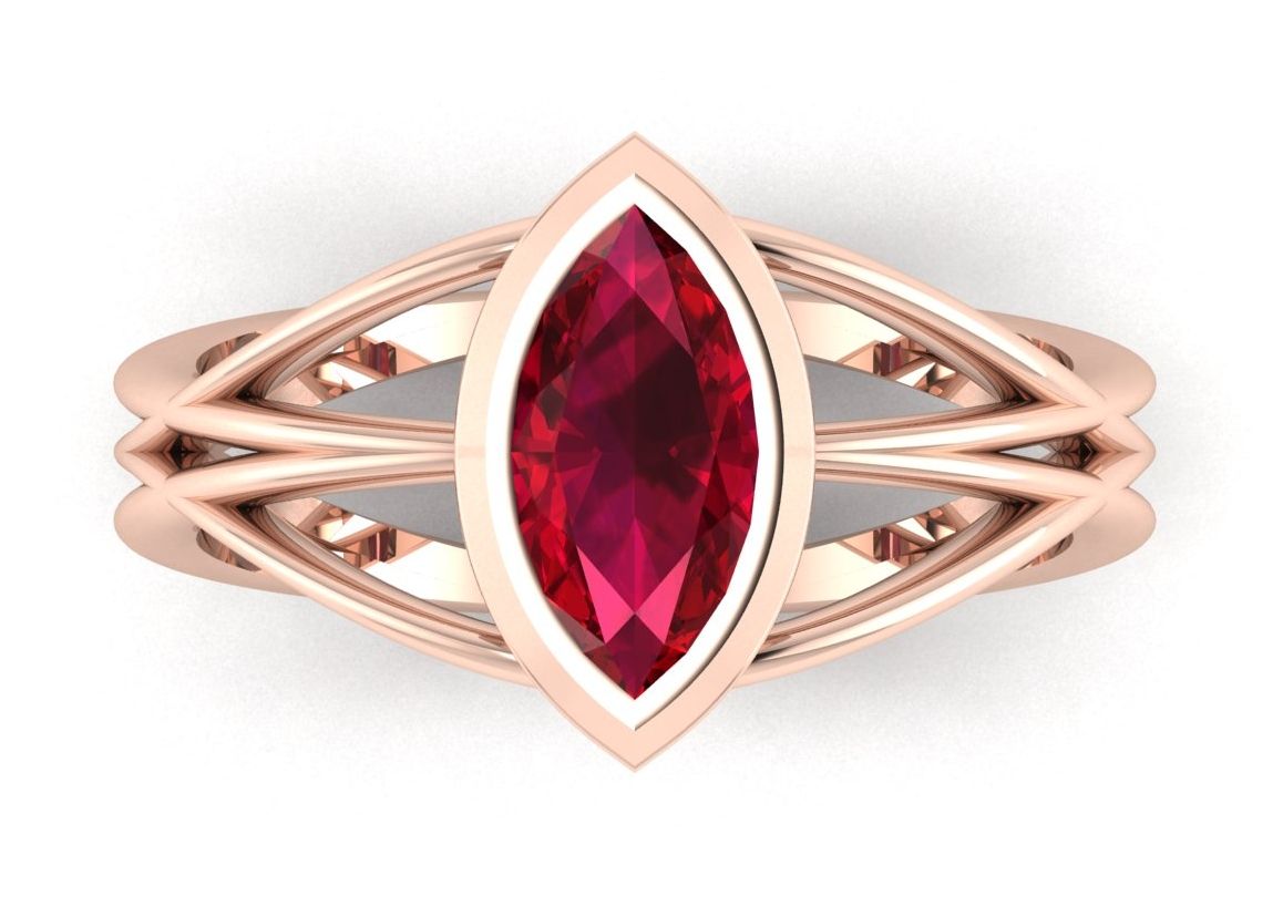 Marquise Ruby & Rose gold  cocktail ring